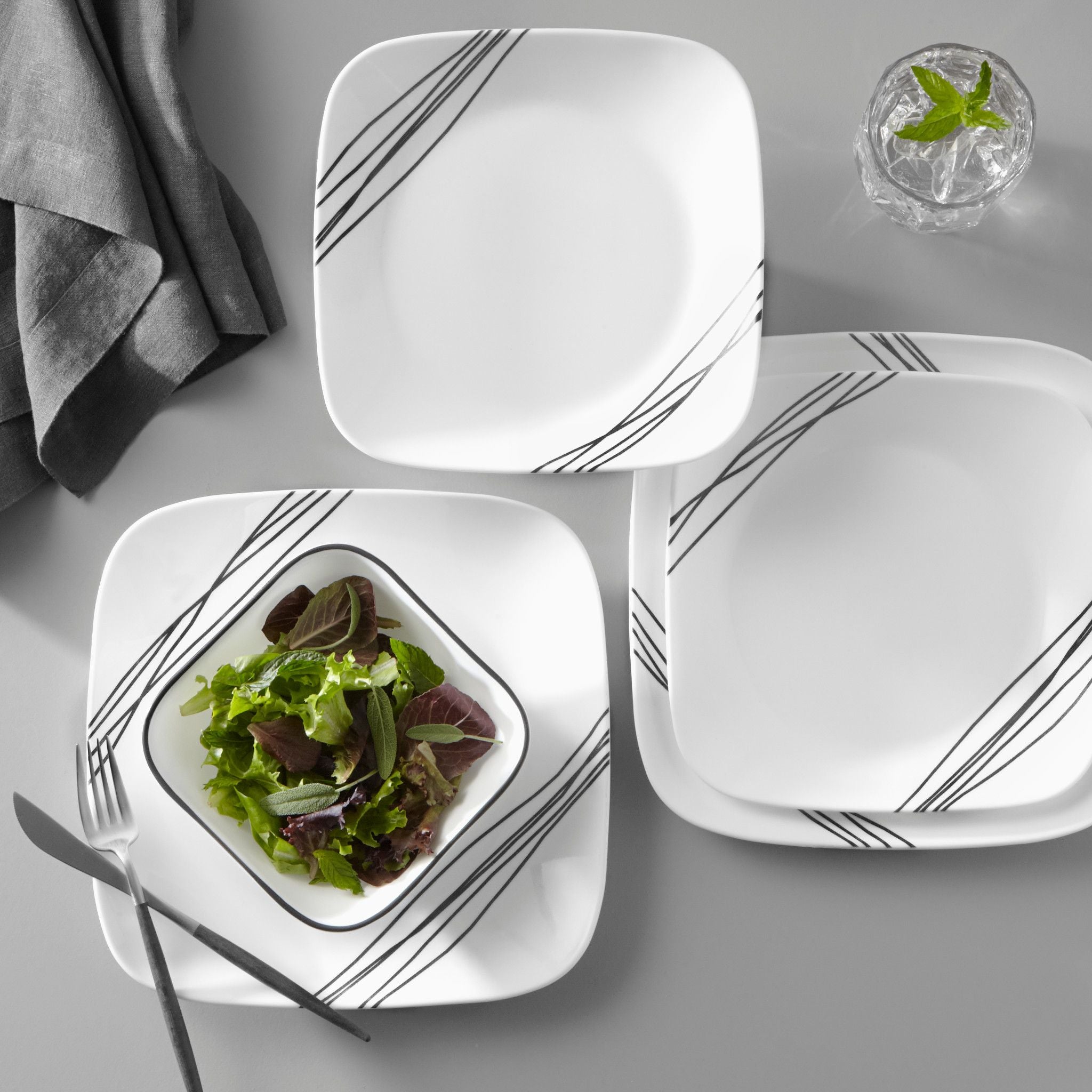 Corelle® Square Simple Sketch 18-piece Dinnerware Set. Service for 6 - Image 2